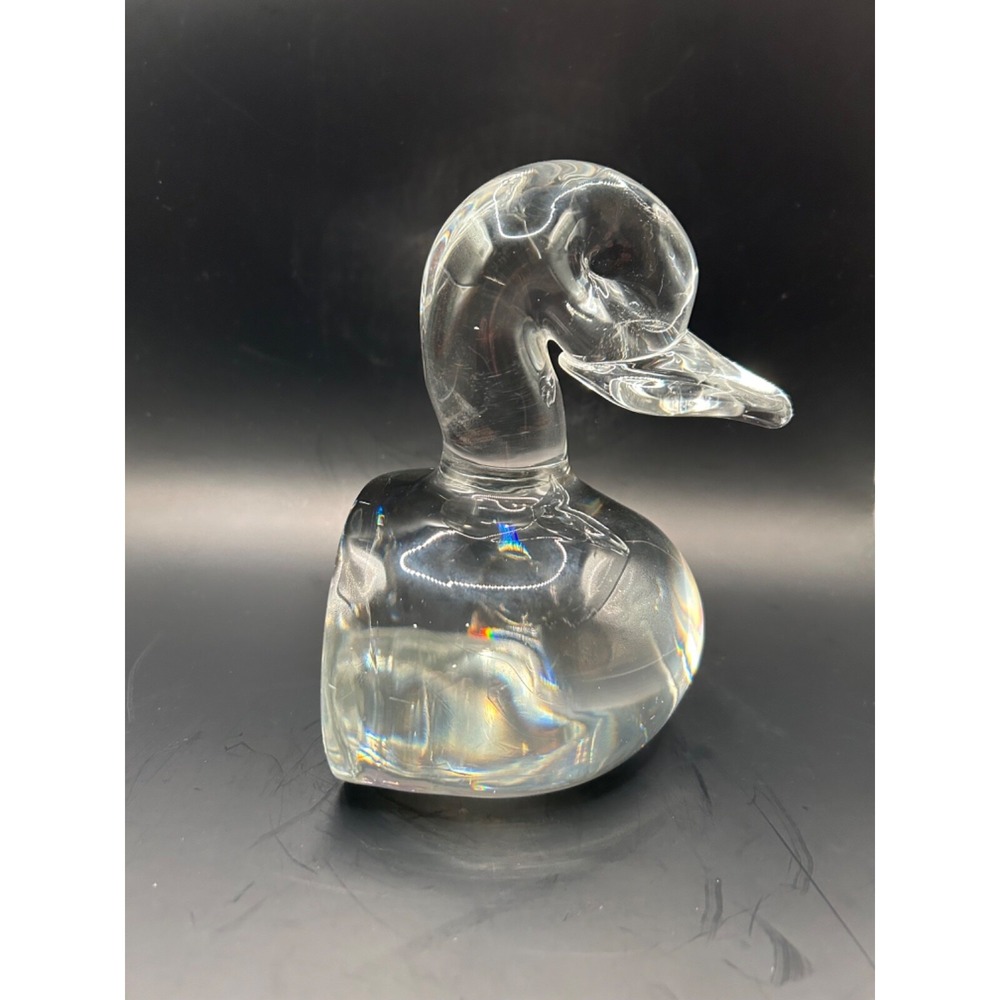 RARE Crystal duck bookend figurine high quality‎ Dimpled Eyes 6.5 in tall